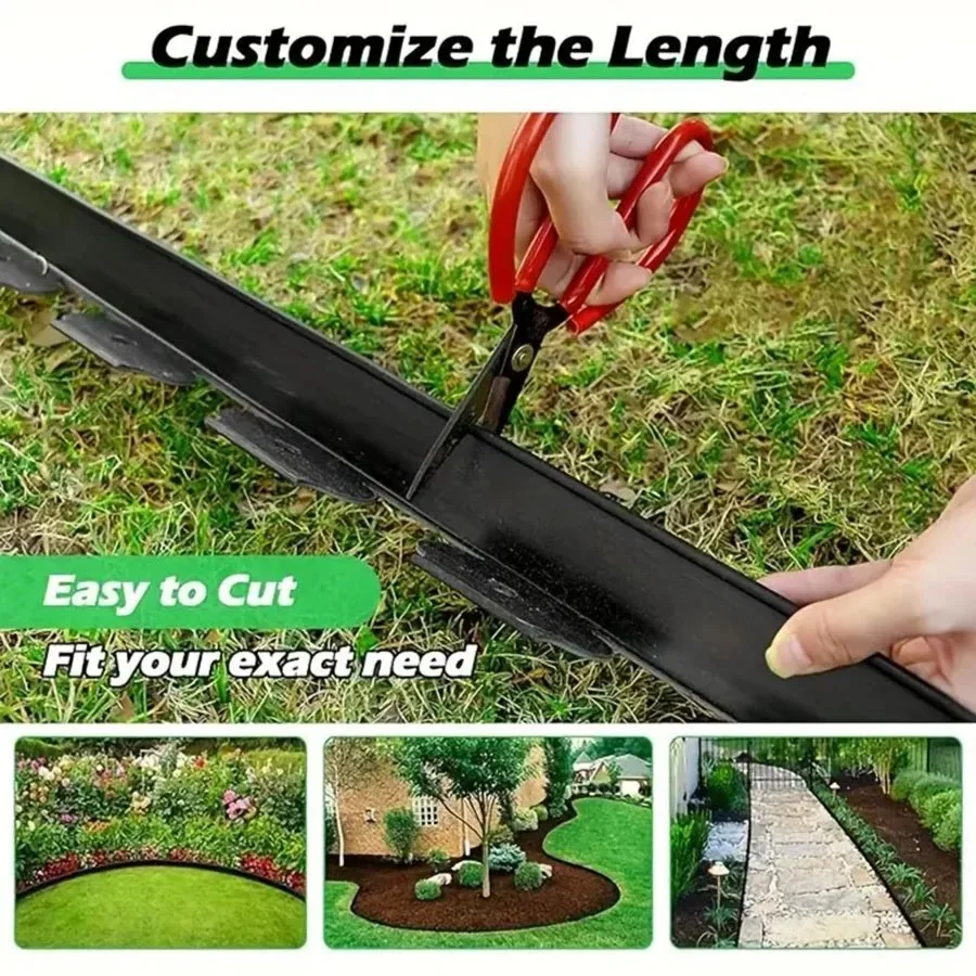 10m Stationary Garden Guardrail, Lawn, Grass, Plastic Edge Guard Landscape Edge Guard, Garden Edge Guard Kit with 30 Anchor Rod Easy to Install