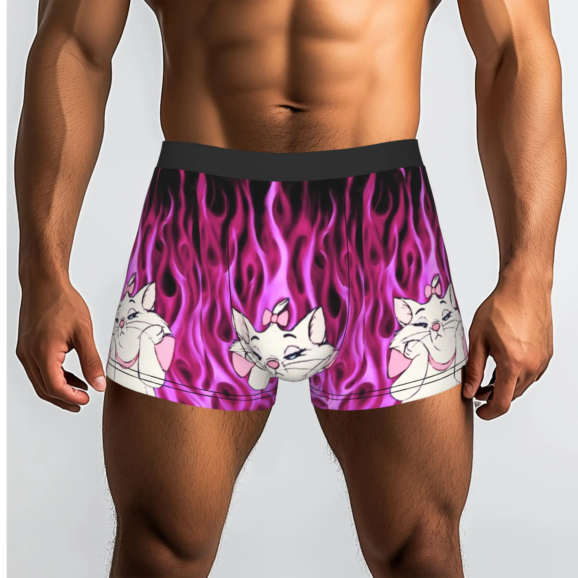 Customized Male Novelty M-Marie Cat Cartoon Underwear Cat Manga Boxer Briefs Stretch Shorts Panties Underpants