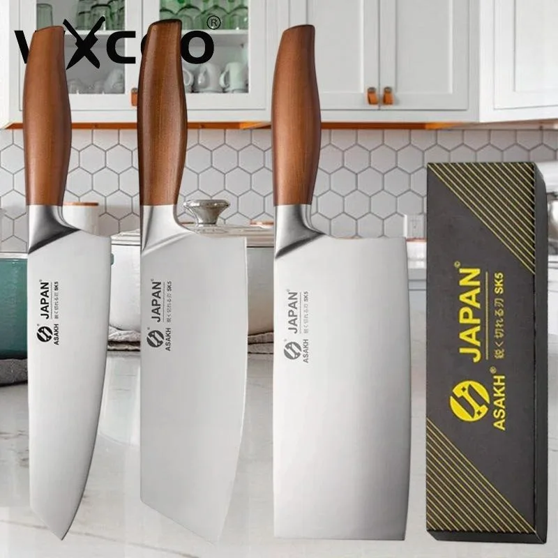 WXCOO-Juego de cuchillos de cocina japoneses, cuchillo de Chef, cuchillo Santoku, cuchillo para Sushi, rebanador de filete de pescado, cuchillo de carne, cocina de acero inoxidable