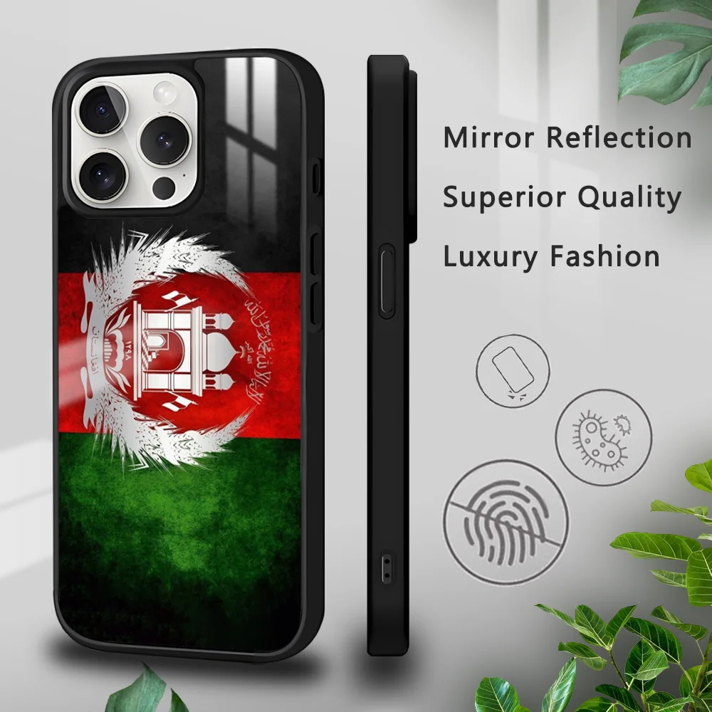 

Afghan Afghanistan Flag Luxury Phone Case For iPhone 16 15 14 13 12 11 Pro Xs Max Mini Plus Celulares Hard Funda