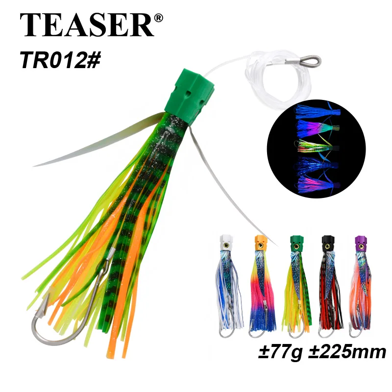 TEASER TR012 New Sea Fishing Winged Bionic Fish Drag Bait 22.5cm Boat Fishing Golden Spear Shark Fake Bait Winged Trolling