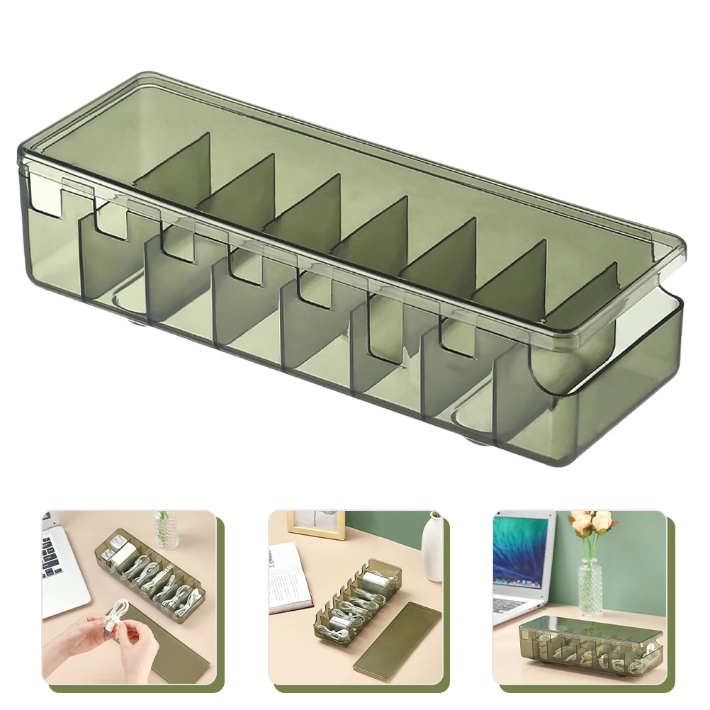 

Cable Management Box 8 Slots Cord Organizer Case Large Capacity Transparent Lid Storage for Home Office Electronics
