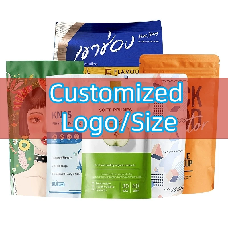 

TET Сумка для еды Индивидуальный логотип вашего размера Застежка-молния Закуска Кофе Дин Чай Товары для домашнего хранения Ваш стиль Цветные пакеты