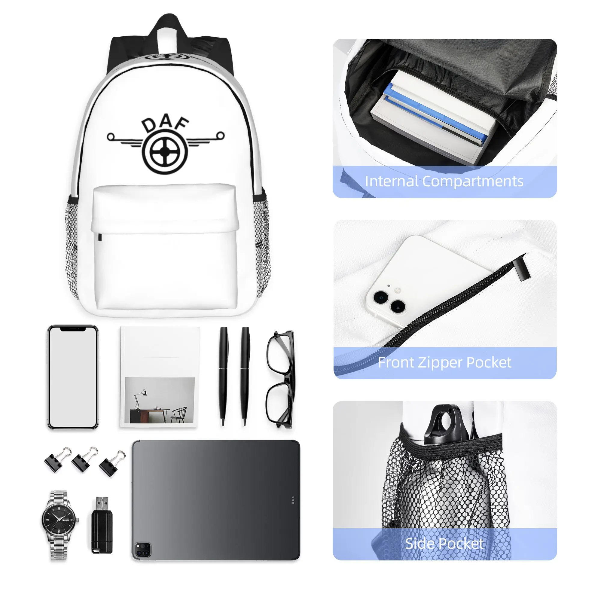 Daf Truck logo Vector design Backpack Hot Sale Daypack Large Capacity Boys Girls BookBag Shoulder Bags for Men Women School Bag