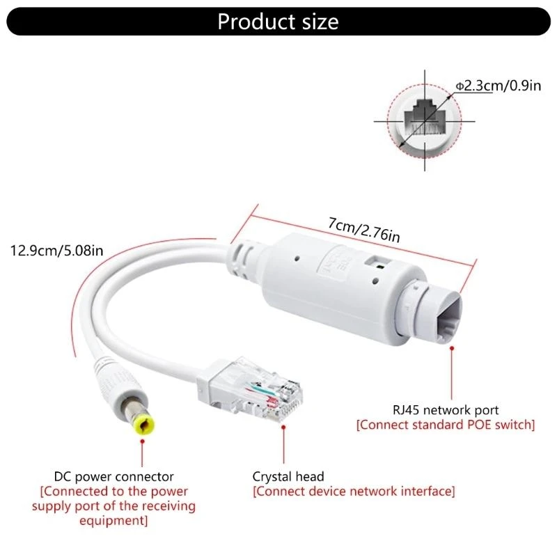 090F Active 48V to 12V Poe Splitter Adapter ، IEEE802.3AF متوافقة