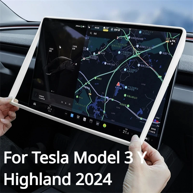 

For Tesla Model 3 Y Highland 2024 Screen Protector Silicone Frame Display Edge Body Cover Central Control Accessories 2023 2022