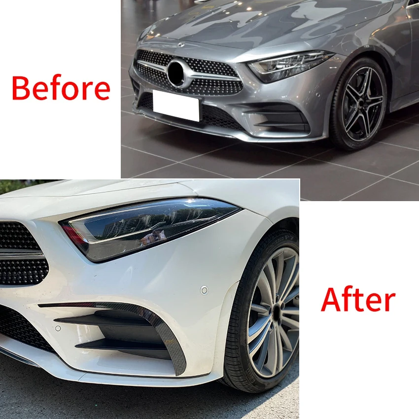 Car Front Bumper Splitter Spoiler Side Decorative Covers for - -Class C257 2018-2021 Line Black