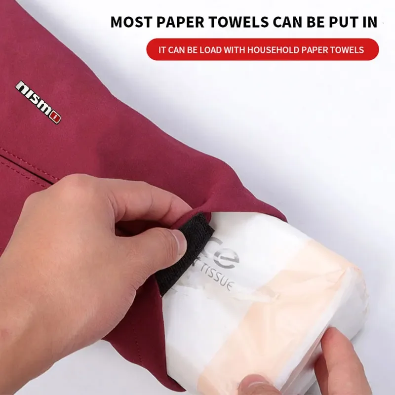 1Pcs Leather Car Tissue Box Cover Sun Visor Seat Back Hanging Type For Nismo Nissan 370Z Coupe Roadster Z34 2009-2020 GTR Juke view 4