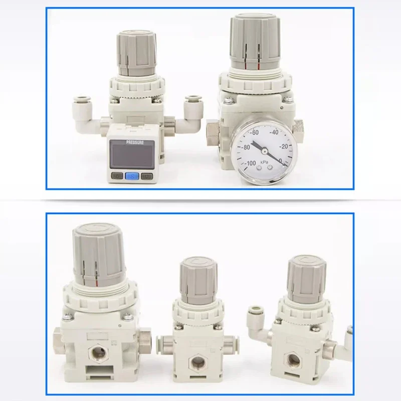 Digital Pressure Switch Vacuum Regulator IRV Series w/Straight & Elbow Fittings, C06-LC10BG for Precision Control