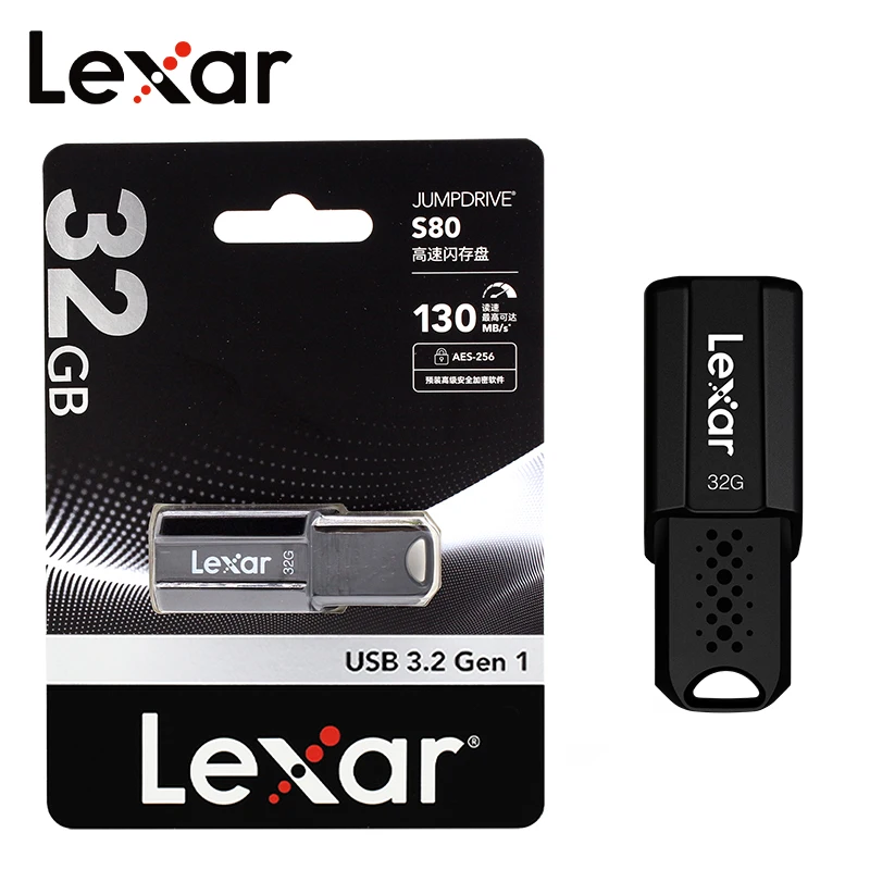 Lexar JumpDrive S80 USB3.2 Gen1 Flash Drive 32GB 64GB 128GB 256GB 150MB/s USB‑A Retractable Portable For PC Mac Laptop Desktop