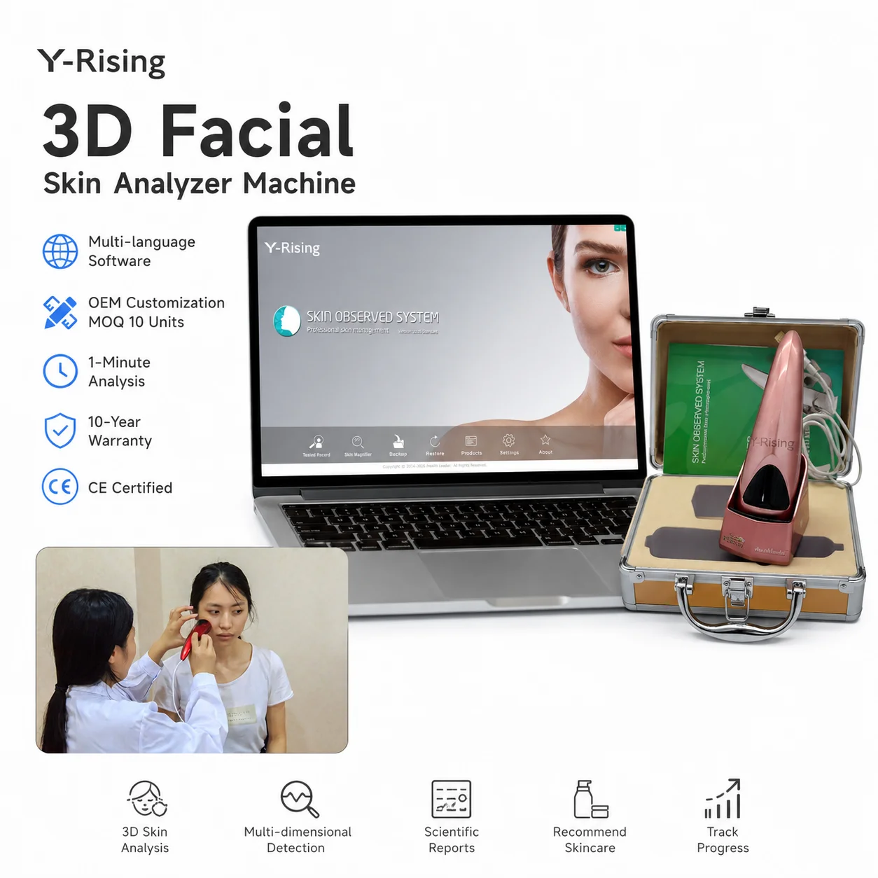 Portable 3D Skin Analyzer (Pores/Moisture/Acne/Wrinkles Analysis) with PDF Report Factory Price Latest 2026 Software