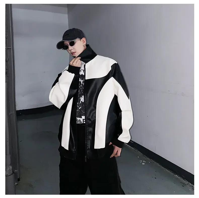 Mens Women Autumn Winter Leather Jackets Men Casual Loose Motorcycle PU Leather Baseball Coat Street Hip Hop Punk Couple Outwear