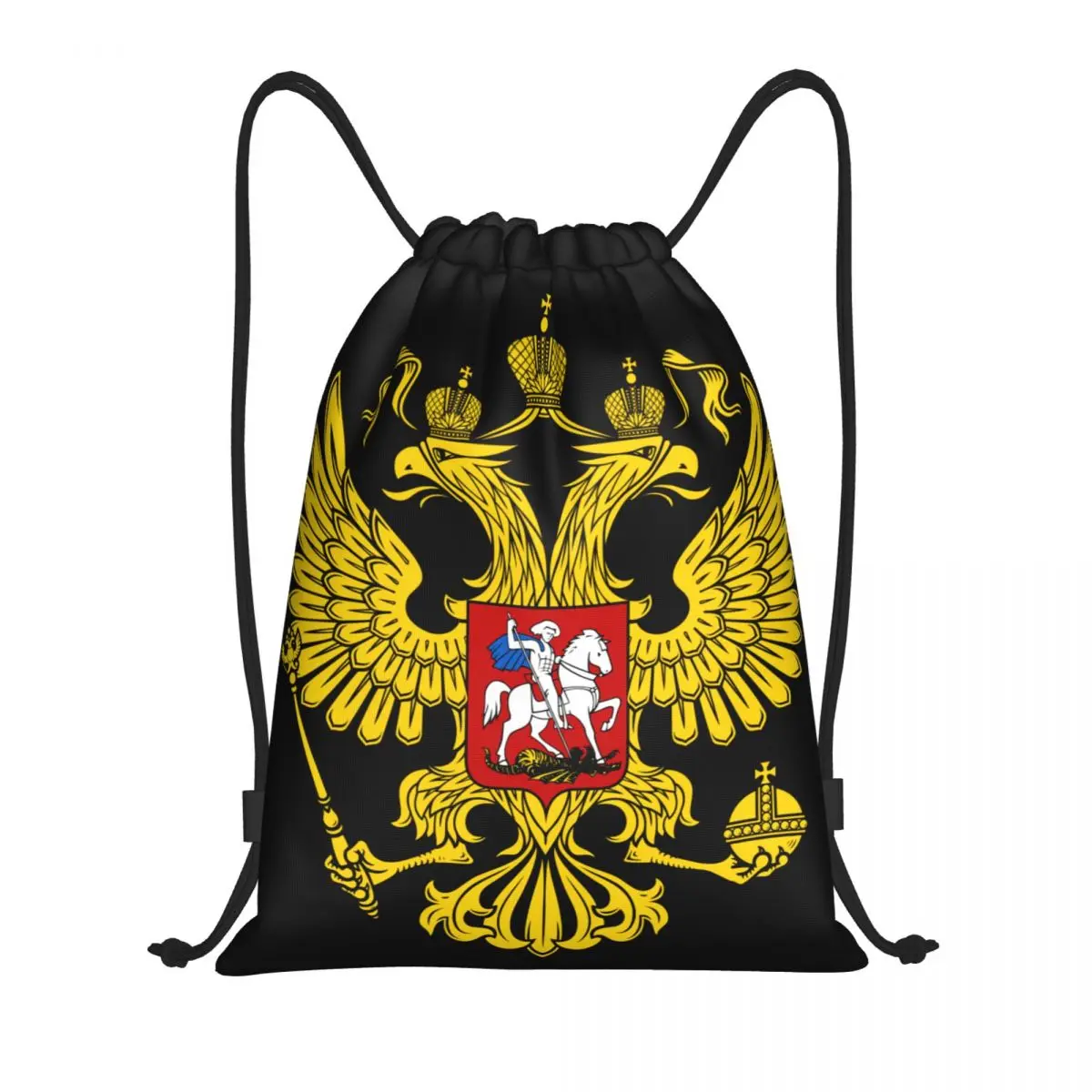 

Custom Coat Of Arms Of Russia Drawstring Bags for Training Yoga Backpacks Women Men Russian Empire Sports Gym Sackpack