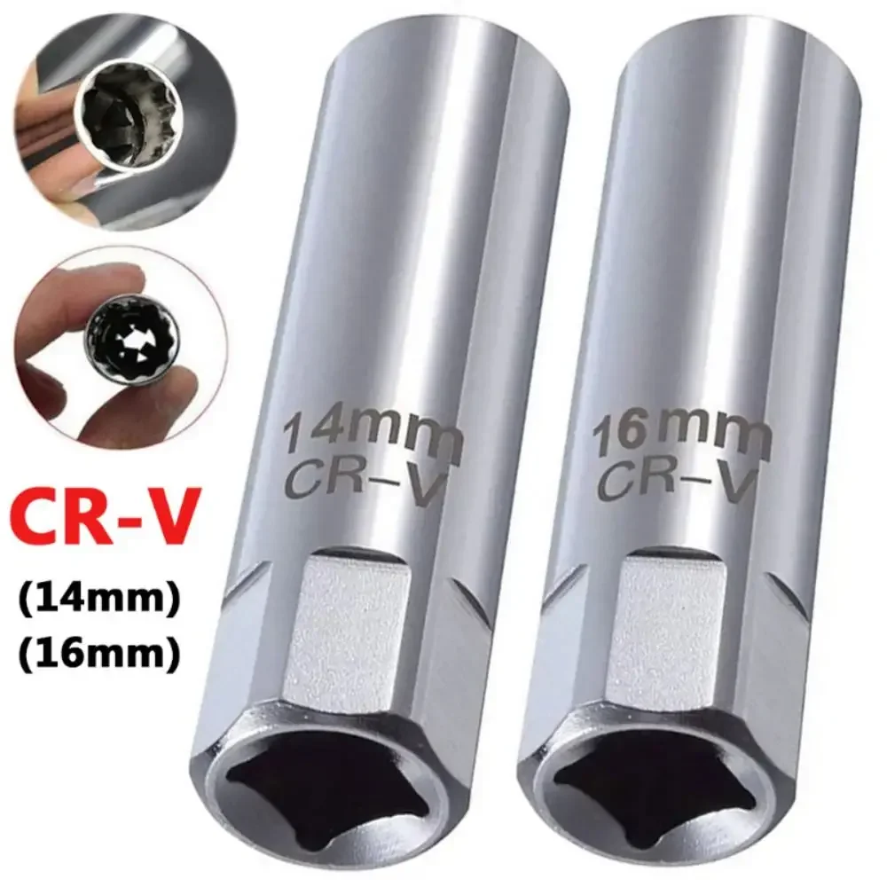 

Professional CR-V Spark Plug Sleeve 14mm 16mm Magnetic Wall Spark Plug 12-Point Angle Wrench 3/8" Socket Auto