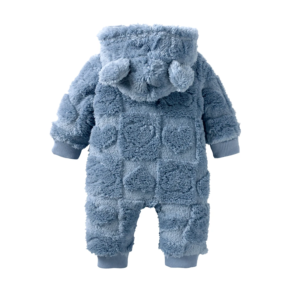 Baby Hooded Flannel Romper 3