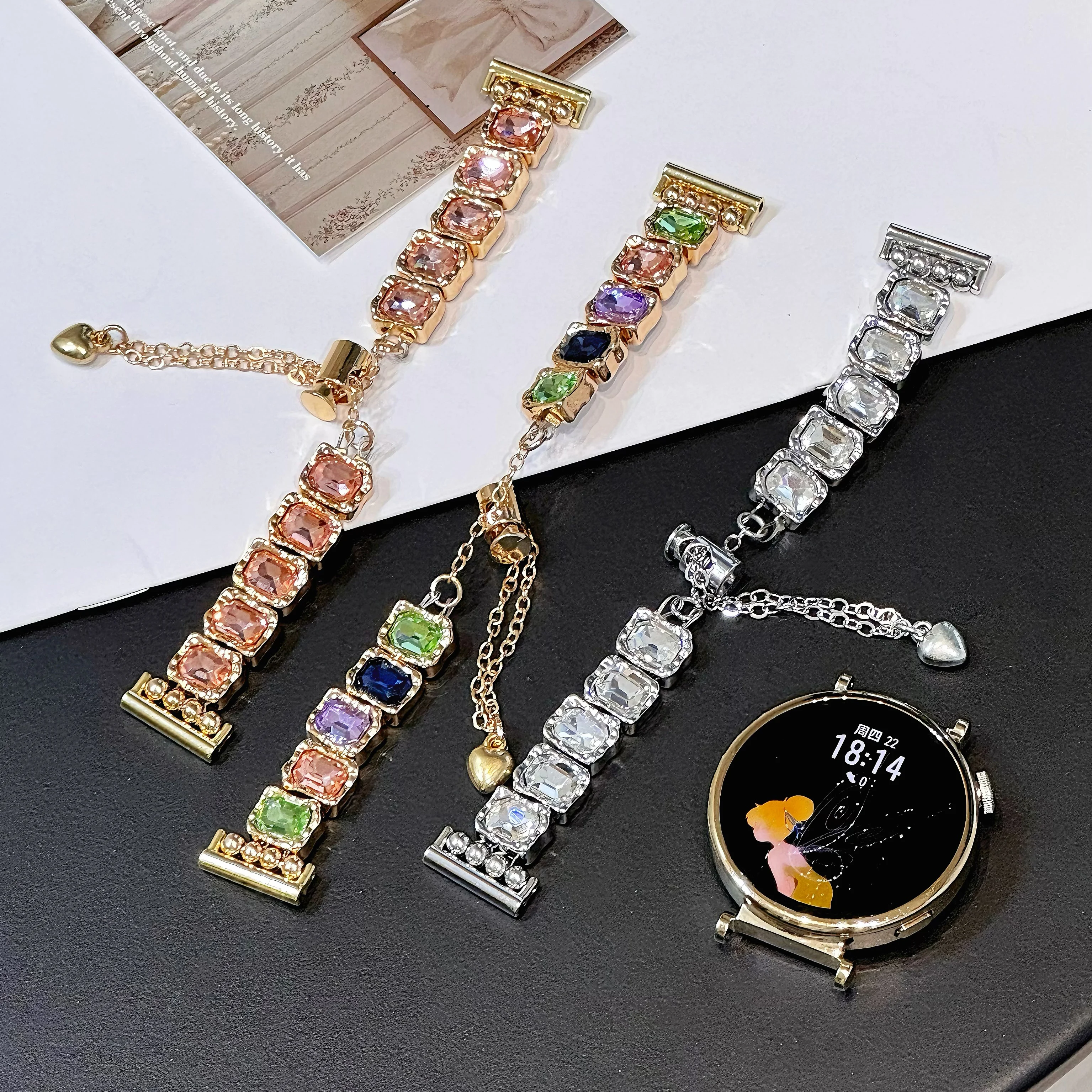 

Elasticity Diamond Band for Huawei GT5 watch GT4 metal strap 18mm 20mm 22mm diamond studded high-end Watch Band