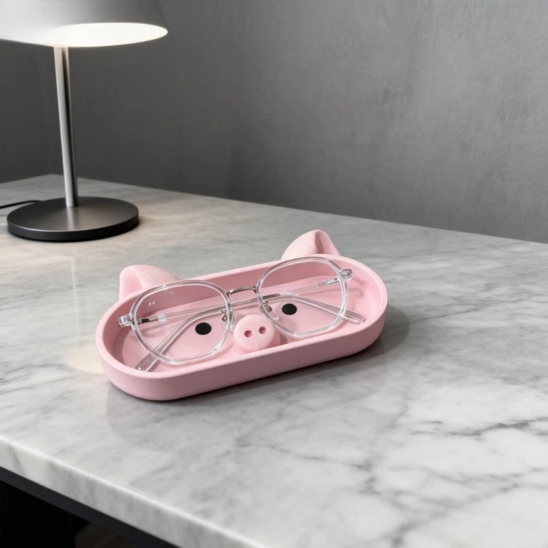 1pc Pink Pig-Shaped Organizer Tray,Suitable for Eyeglasses, Jewelry & Small Accessories -Desk Decor, Office - Holder for Glasses