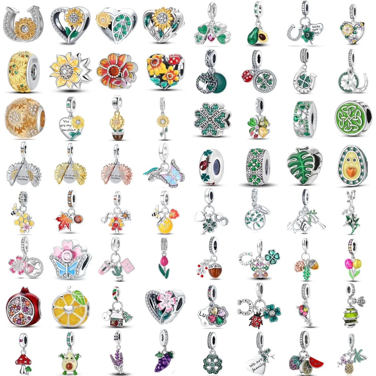 

Exquisite 925 Silver Sunflower,Avocado,Lucky Grass Pendant Suitable for European Original Bracelet DIY Jewelry Exquisite Jewelry