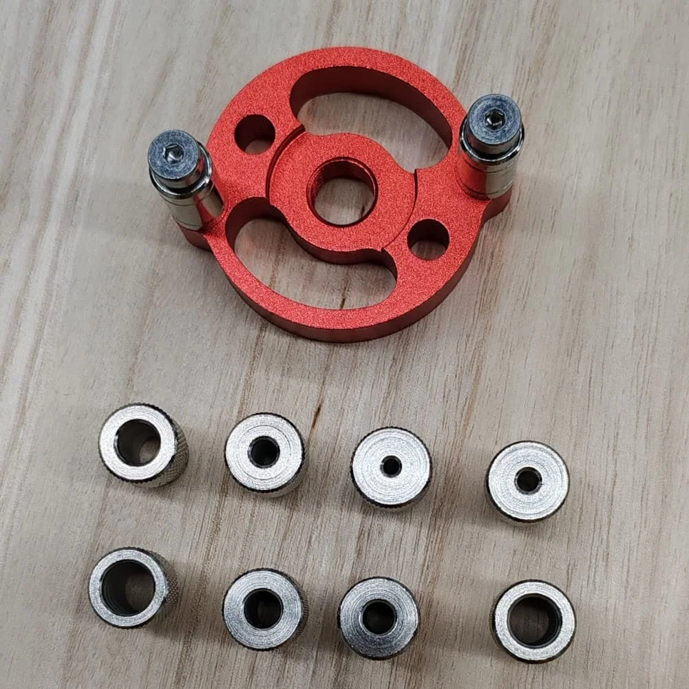 Drilling Aid Tool for Woodworkers Featuring Center Lines and Spaced Holes for Accurate Alignment on Panels of Varying Thickness