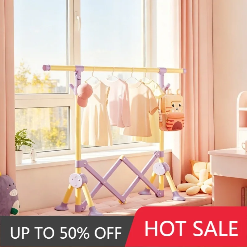 Adjustable Clothes Drying Rack Movable Portable Floor Clothes Hanger Space Saving Foldable Coat Racks Bedroom Laundry Room Airer