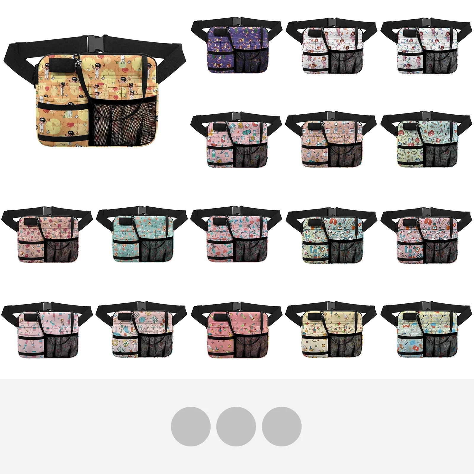 Print Cute Cartoon Patterns Nurse Fanny Pack Scissors Tools Holder Multi Compartment Waist Bag Medical Assistants Practical