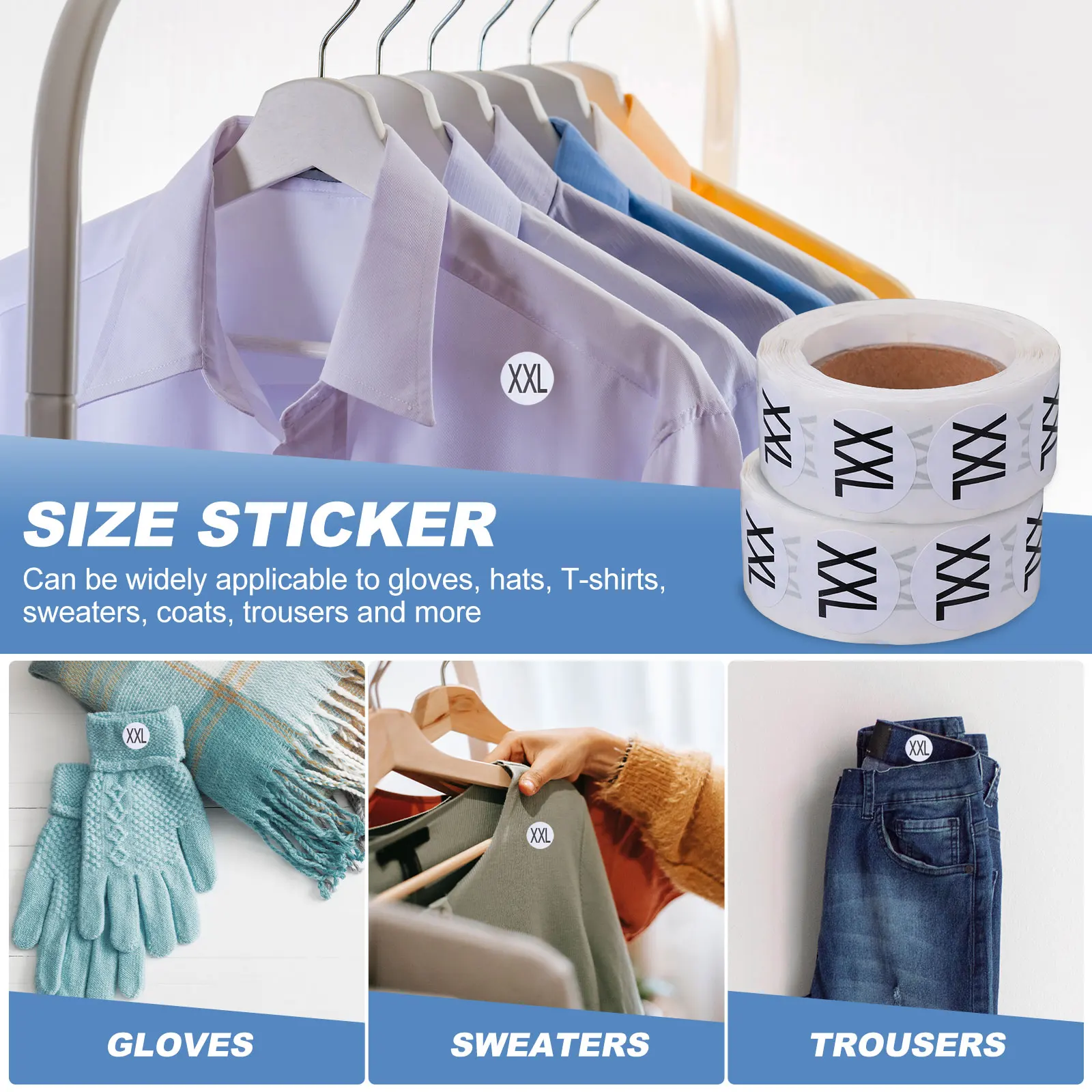 

Round Clothing Size Sticker Label Premium Self-Adhesive Multi-Functional For T-Shirts Sweaters Coats Practical