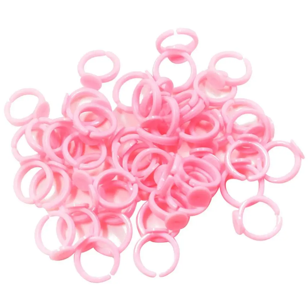 50 Piece Pink Plastic Rings Base Adjustable Jewelry Findings Girls Kids Rings