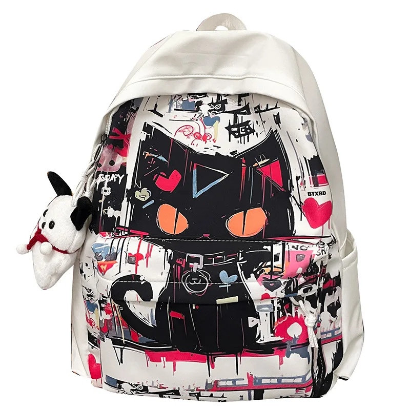 2024 Graffiti Katze Rucksack schöne Tasche Frauen Rucksack Schulter Schult asche weiblich große Kapazität wasserdicht adrette Mochila Bolsa