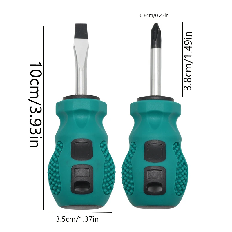 1/2pc Short Handle Radish Head Screwdriver Mini Dual-purpose Screwdriver Inch Half Cross Slotted Short Handle Screwdriver Driver
