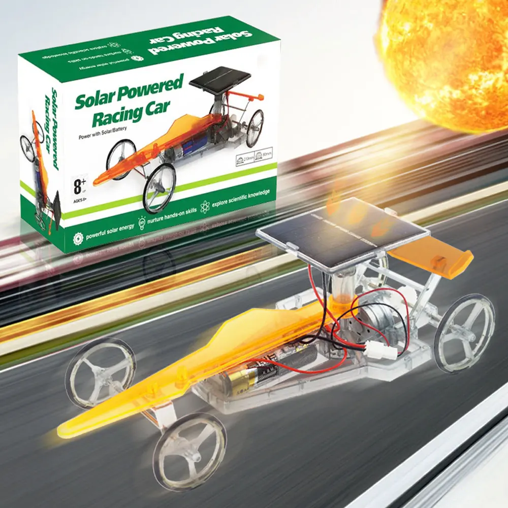 Solar Powered Racing Car para Crianças, Ciência DIY Produção Puzzle, Brinquedos de Tecnologia Elétrica, Presentes Educação Mecânica, VG149