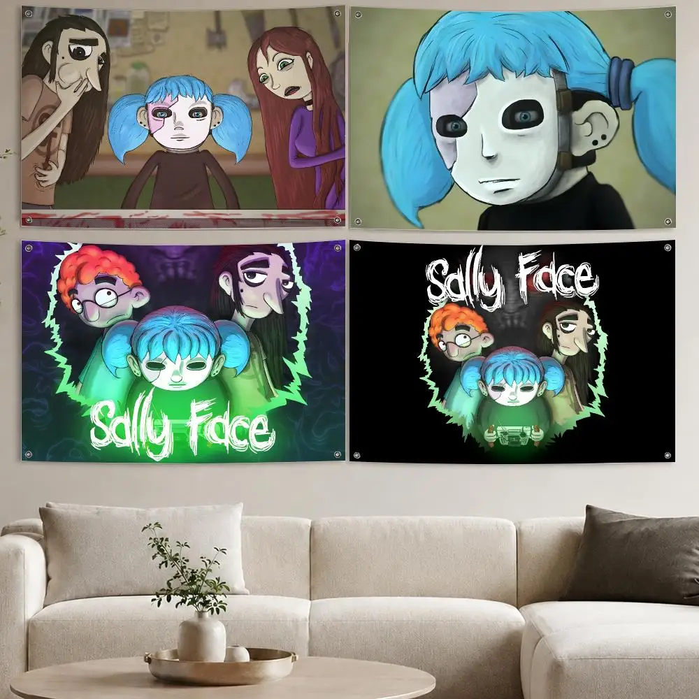 Sally Face Flags Aesthetic Wall Tapestry Printed Wall Hanging Living Room Party Outdoor Decor