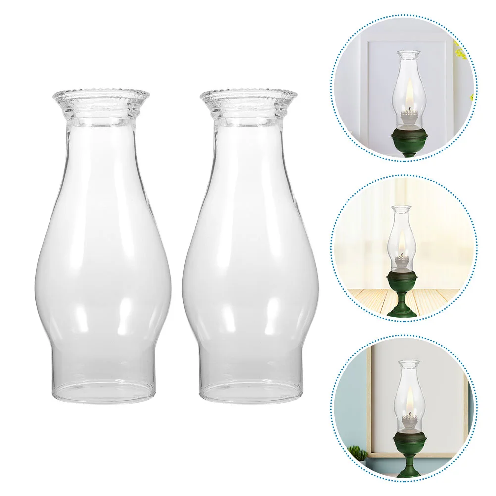 

2 Pcs Clear Oil Lamp Chimney Kerosene Accessories Shade Replacement for Kerosene Kerosene Lamp Chimney Globe Holder Glass Parts