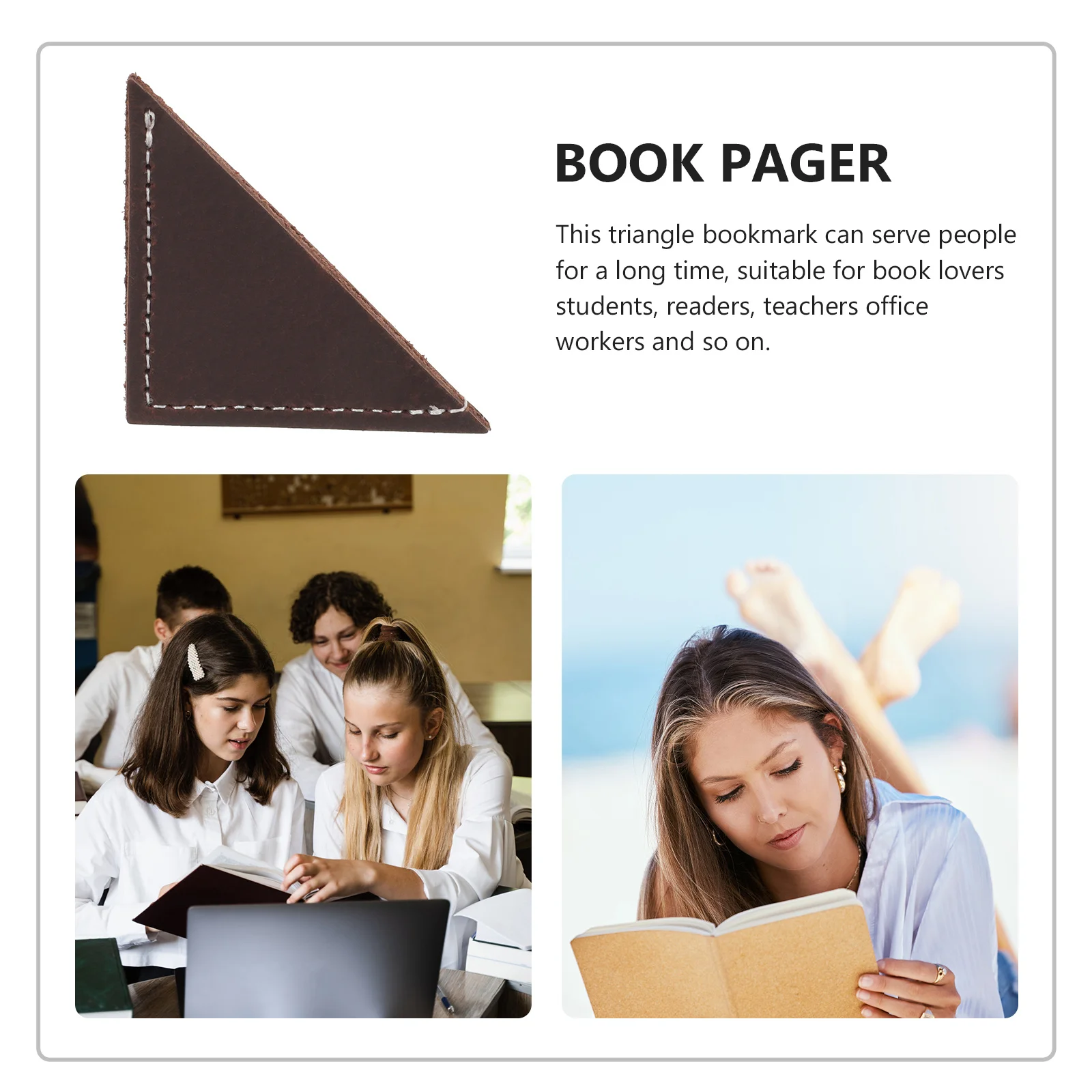 

Cowhide Triangle Bookmark Elegant Book Decor for Students Readers Teachers Long Lasting Bookmark Corner