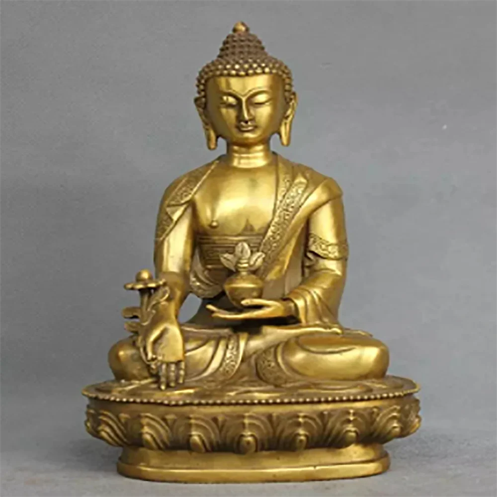 

8" Tibet Pure Bronze Medicine Buddha Bhaisajyaguru Statue