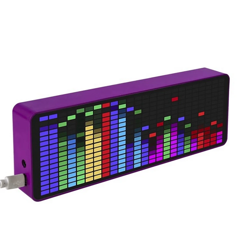 Color LED Music Spectrum Electronic Clock Sound Control Rhythm Light 1624 RGB Pickup Atmosphere Level Indicator, White Durable