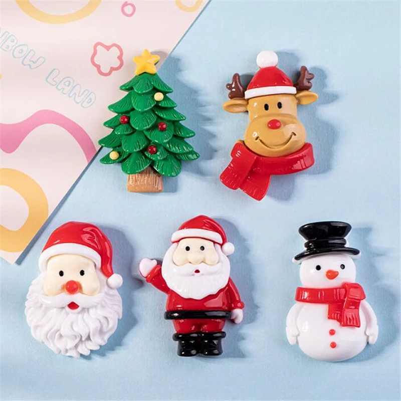 20Pcs/Lot New Creative Acrylic Santa Claus Xmas Tree Connectors Diy Hair Phone Case Decoration Jewelry Making Resin Acessories