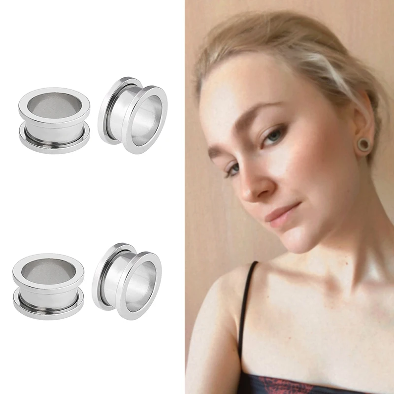 Circular Tunnels And Plugs Earrings Ear Dilators Tunnels For Ear Stainless Steel Ring Man Piercing Jewelry Women\'s Accessories