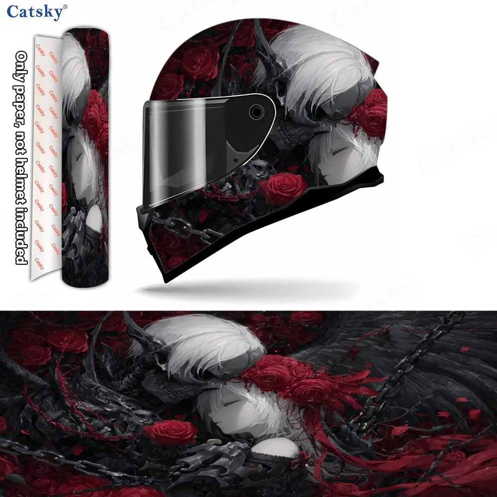 Horrifying Skull Print Helmet stickers , PVC Material Multifunctional Helmet Stickers, Scratch-Resistant & Fade-Proof, Easy to S