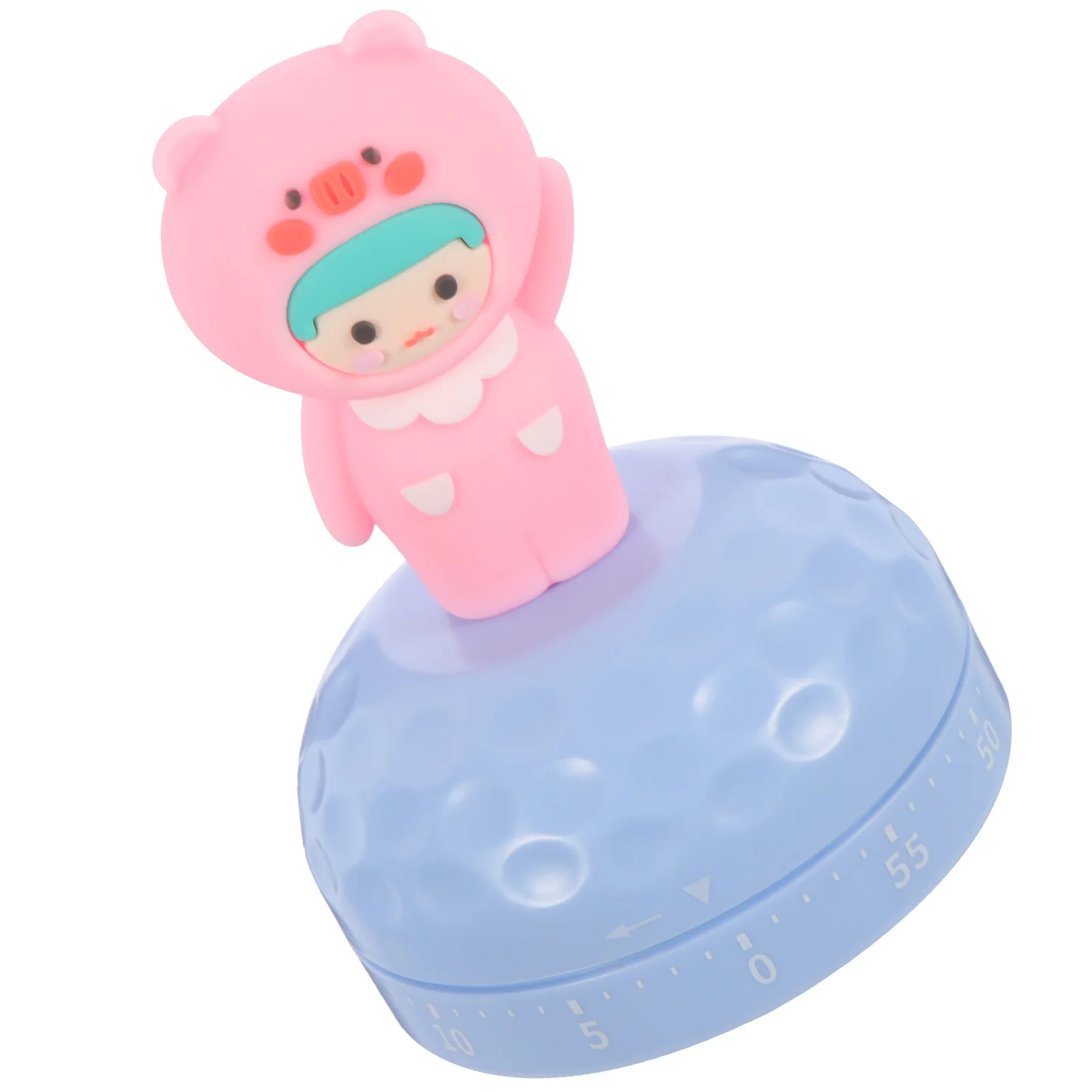

Cute Pink Plastic Animal Shape Kitchen Timer for Cooking Manual Countdown Visual Timer Design Kids Friendly