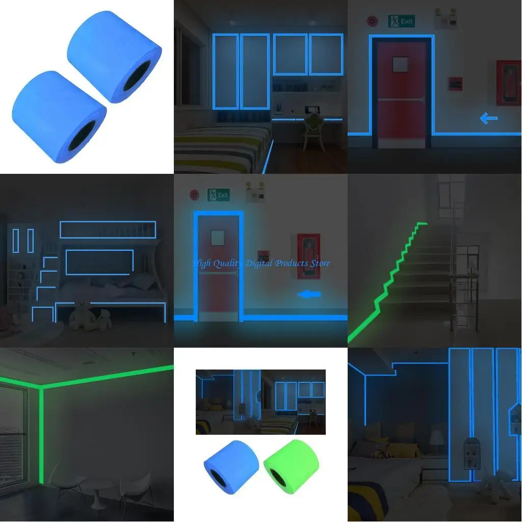 

U2JE Warning Tape Wall Decorative Sticker Waterproof Fluorescent Tapes Luminous Tape