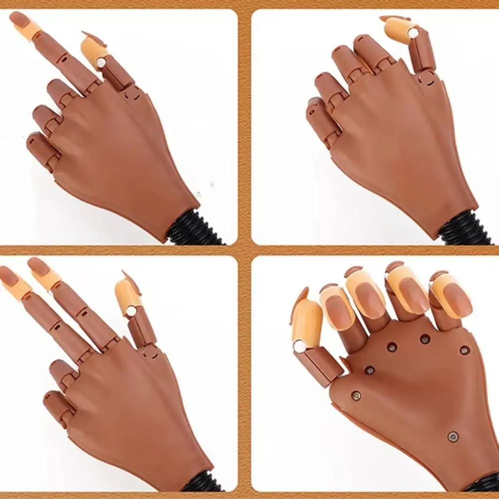 Dedos falsos para prática de arte em unhas, trem de manicure, pontas de unhas, conjunto de mão de plástico ajustável, mãos de treinamento para arte em unhas