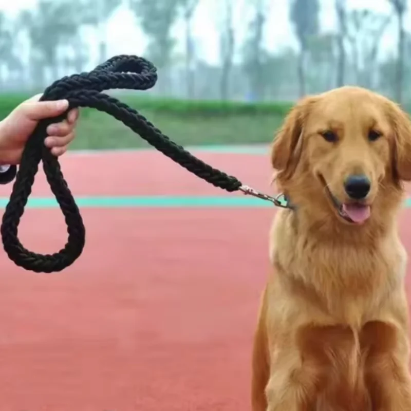 Trela de nylon trançada para cães grandes, corda de tração, corda de mão grossa para buldogue rottweiler hound, acessório de caminhada para animais de estimação