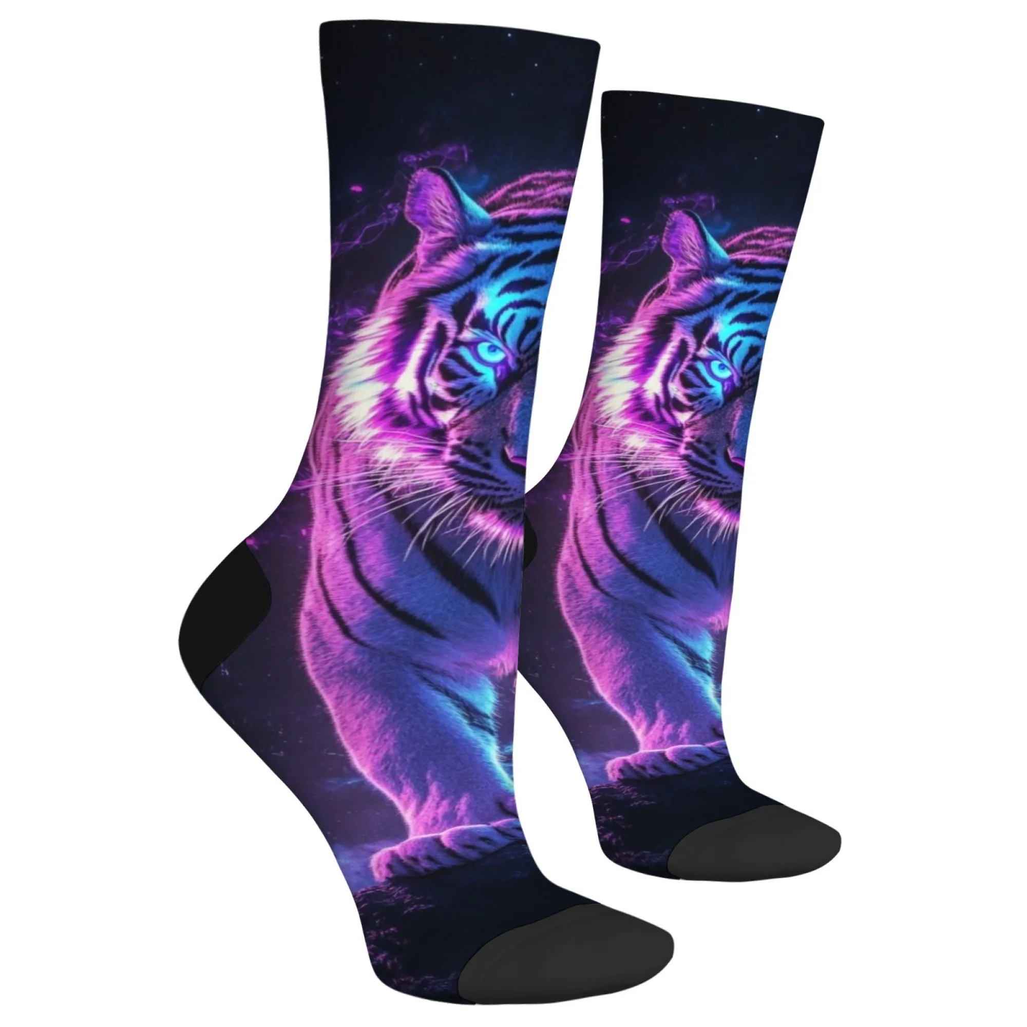 Novelty neon tiger men's socks Harajuku retro style happy funny socks street hip-hop personality trend socks accessories gift