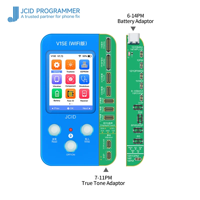 JCID JC V1SE Programmer Ture Tone LCD Display Original Color  Fingerprint Battery Dot Matrix FPC Earpiece Face ID Repair V1S Pro