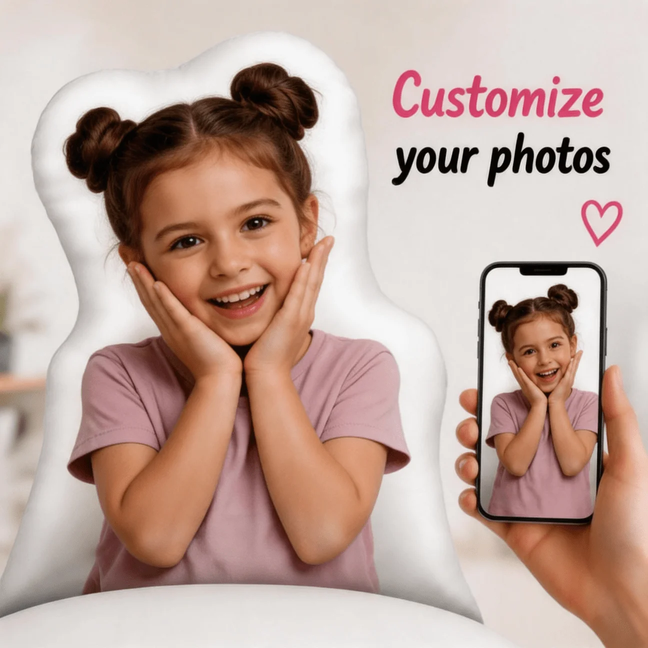 Custom Photo Pillow Double Sided Print 60CM Portrait Cushion Unique Gift for Birthday Mothers Day Fathers Day Home Decorative