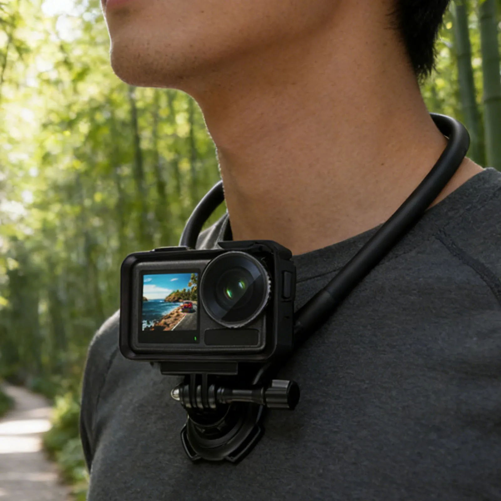 For DJI Action 5 Pro/4/3/Gopro 13/12 Neck Action Camera Holder Shockproof Hands Free Sport Camera Holder for POV Vlog Recording