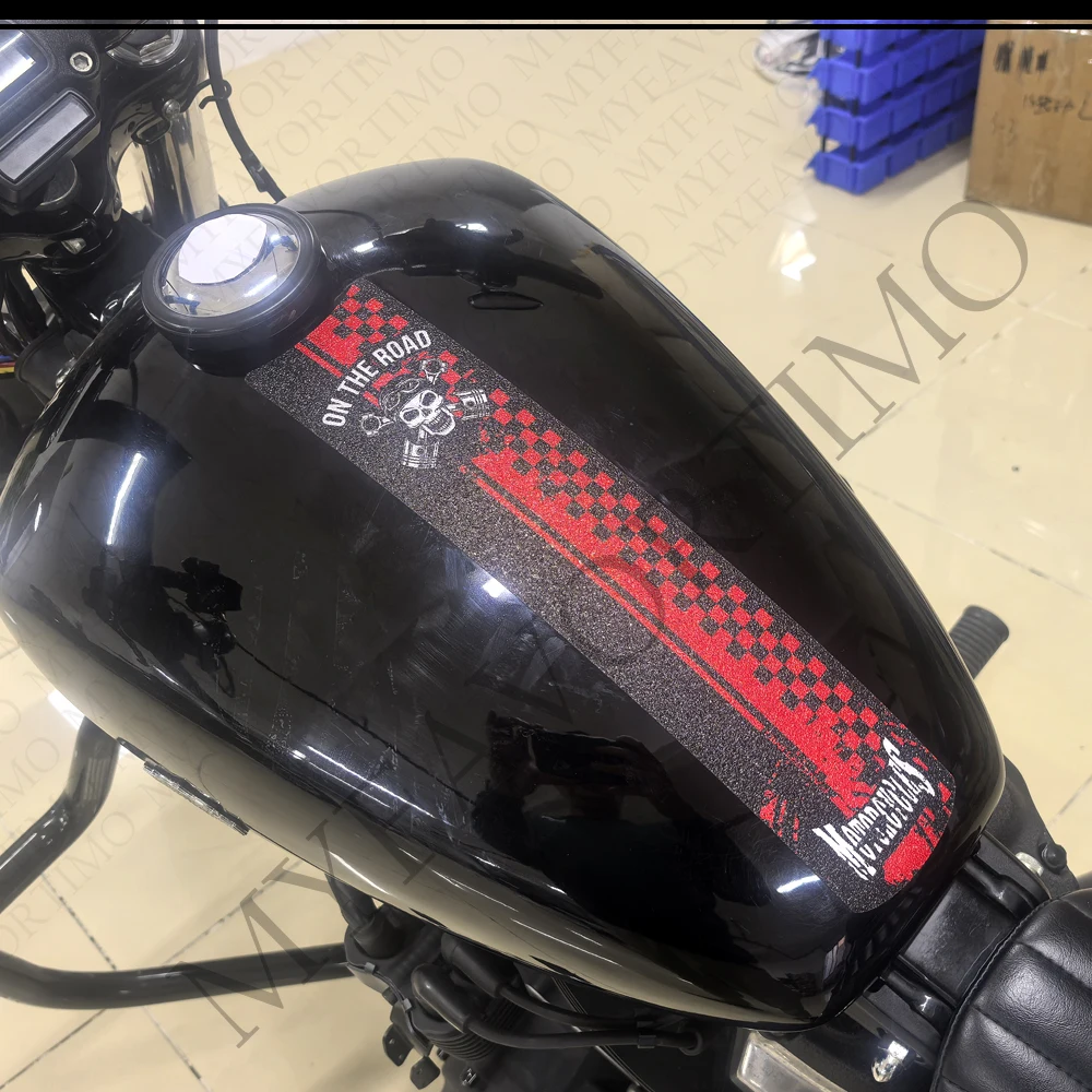 Motorcycle For Street Bob 107 114 117 Tank Pad TankPad Cap Grips Gas Fuel Knee Stickers Decals Protector
