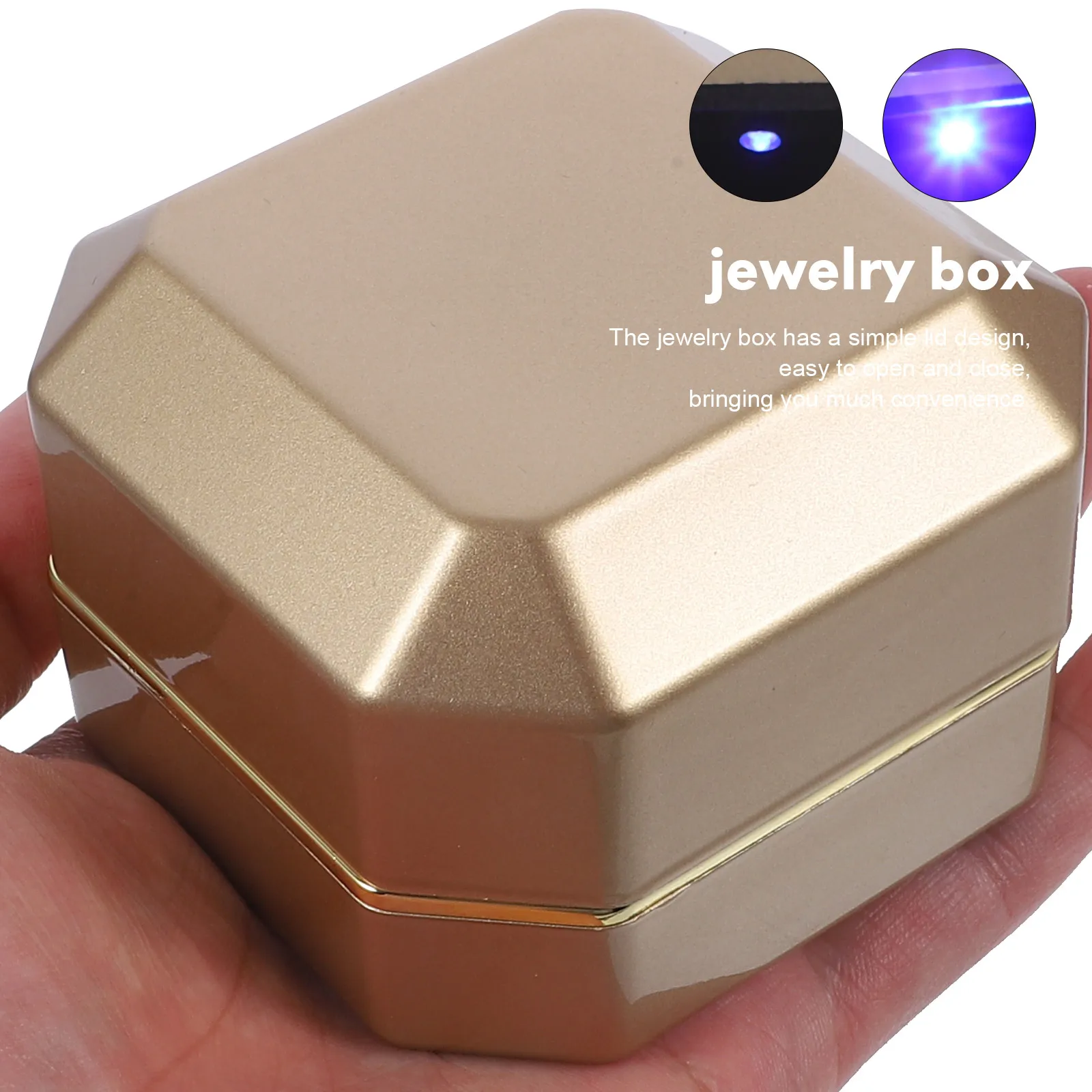

Octagonal Lighted Wedding Ring Box Small Compact Ring Case Decorative Holder for Engagement Wedding Proposal Gift