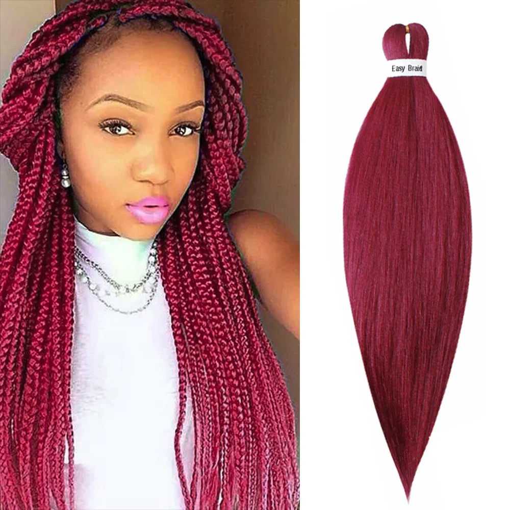 26 inch Braiding Hair Pre Stretched Prestretched Knotless Hair Long Straight Synthetic Box Braids Yaki Texture Hair Extensions