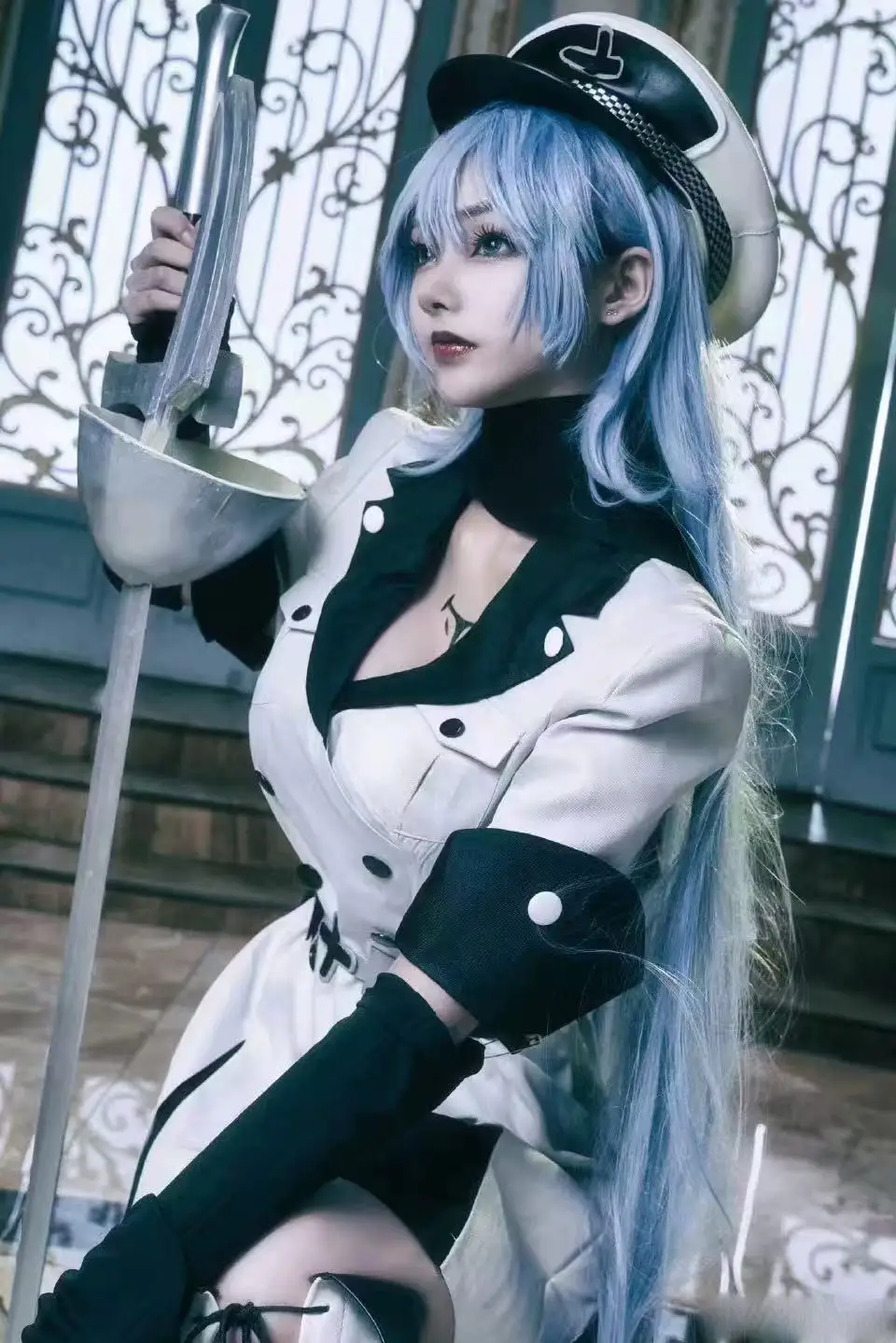Anime Akame Ga KILL Esdeath Cosplay Costume with Hat Socks Outfits Women Esdeat… - Image 6